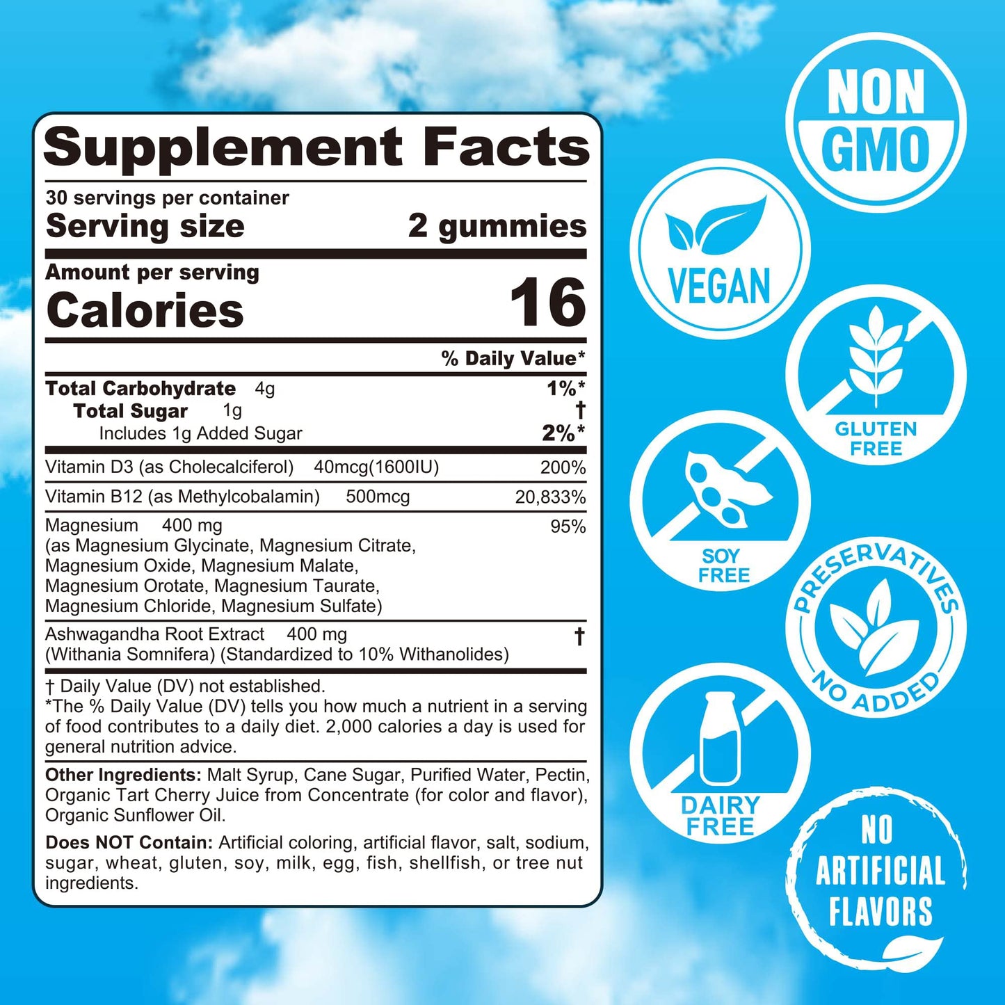 Magnesium Complex Gummies 400mg | as 8 Forms of Magnesium Glycinate, Malate, Citrate, Taurate, Oxide & More | w/Ashwagandha Extract, D3 & B12 Supports for Calm, Zzz
