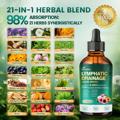 21-in-1 Lymphatic Drainage Drops for Liposomal, Immune & Lymph System Support Supplement for Women & Men with Echinacea, Dandelion, Burdock, Bromelain, Calendula, Turmeric & More, 2 FL OZ VivoNu buy supplements Au