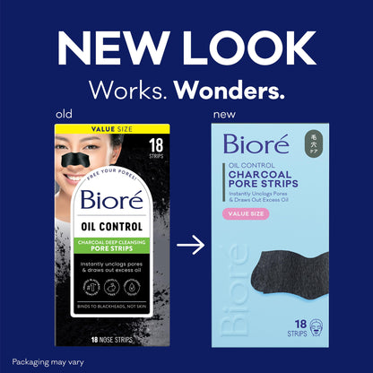 Biore Charcoal, Deep Cleansing Pore Strips, Nose Strips for Blackhead Removal on Oily Skin