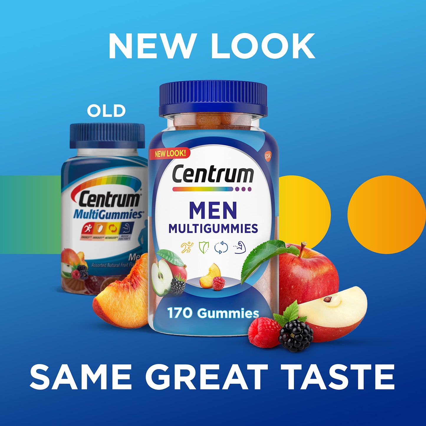 Centrum MultiGummies Gummy Multivitamin for Men, Multivitamin/Multimineral Supplement with Selenium, Antioxidants and Vitamin D3