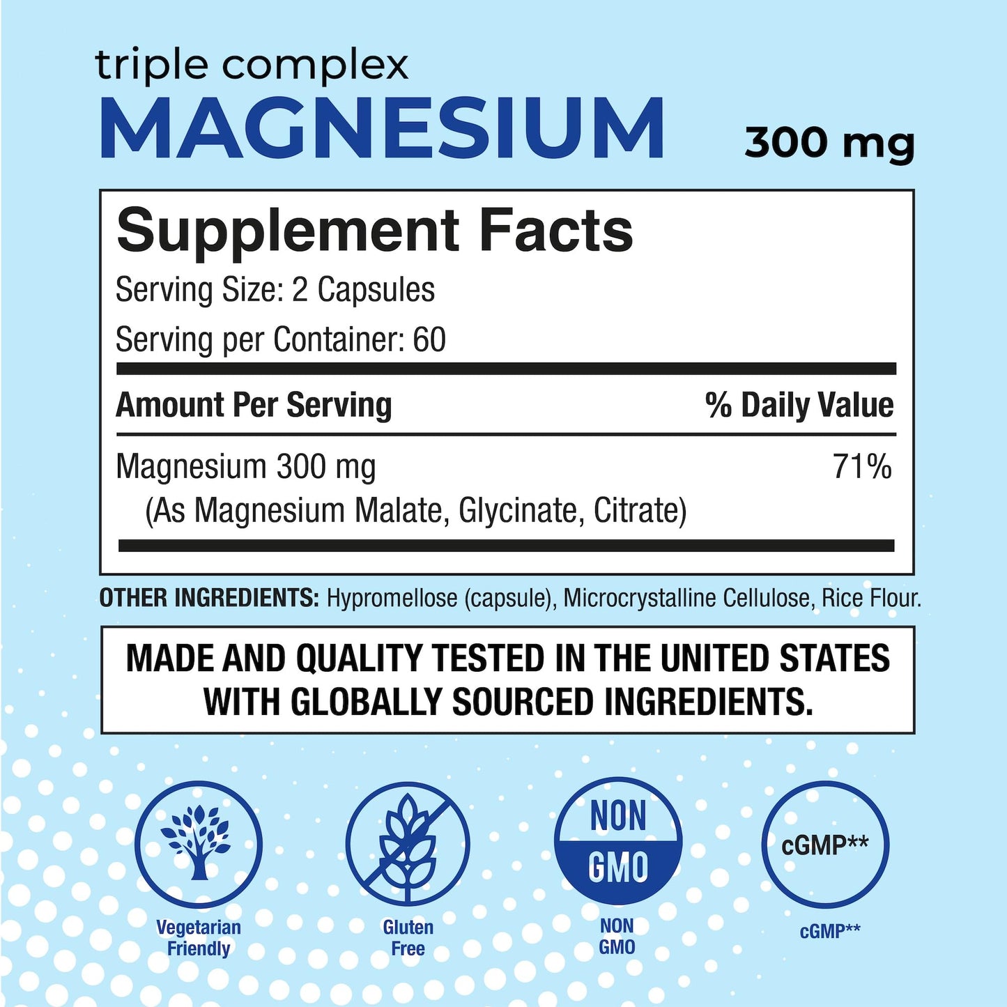Puregen Labs Triple Magnesium Complex 300mg of Magnesium Glycinate, Malate, & Citrate [High Absorption] 120 Veg Capsules | No Harmful Additives | Non-GMO, NO Gluten and Dairy P Puregen Labs buy supplements Au