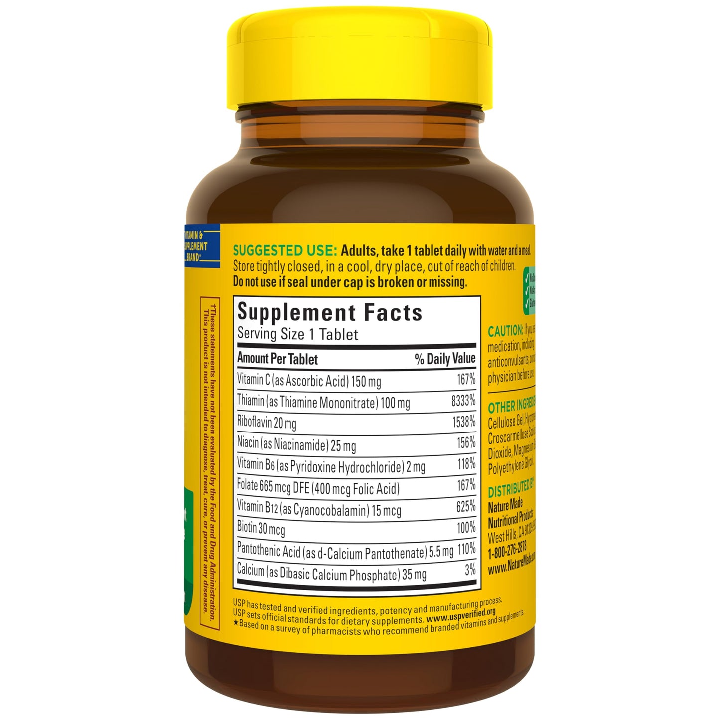 Nature Made Super B Complex with Vitamin C & Folic Acid, B Complex Vitamins for Women and Men, Dietary Supplement