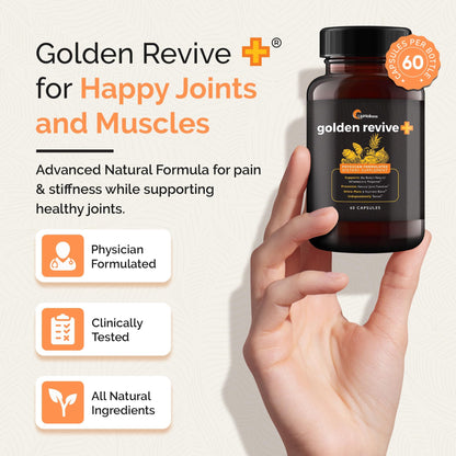UpWellness Golden Revive + Joint Support Supplement Featuring Turmeric with Black Pepper, Quercetin, and Magnesium- Turmeric Boswellia Supplement - 6 Active Ingredients for Joint Care - 60 Capsules UpWellnessBuy Supplements Australia
