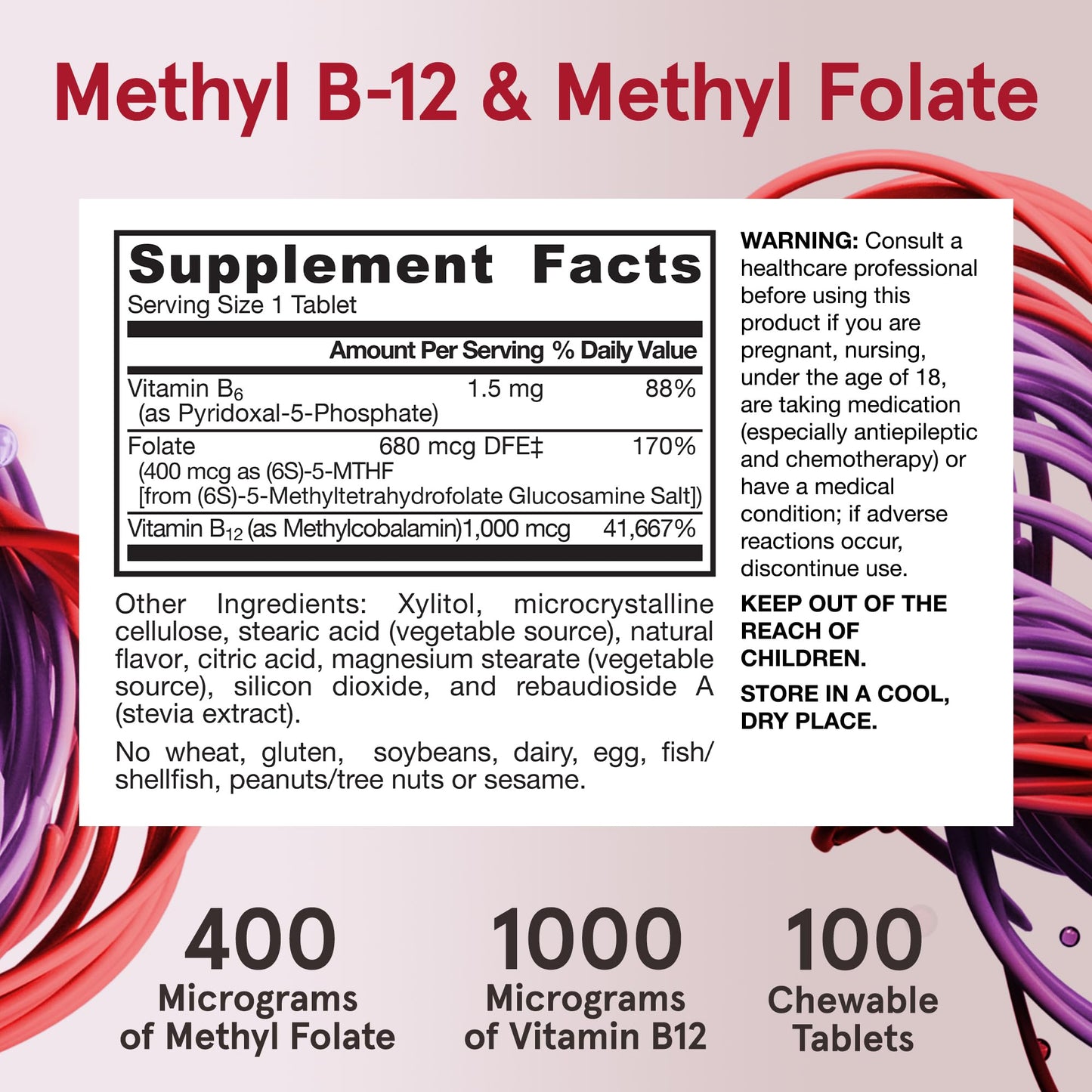 Jarrow Formulas Methyl B-12 & Methyl Folate, Bioactive Vitamin B9 & Vitamin B12 Supplement, Supports Cellular Energy Production, Healthy Brain Function & Metabolism