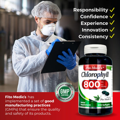 FITO MEDIC'S Lab Chlorophyll Supplement, 200 Softgels, Chlorophyll Capsules