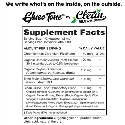 Clean Nutra Berberine with Ceylon Cinnamon Supplement Liquid Drops + Bitter Melon Extract, Glucomannan, Gymnema, Chromium, Turmeric, Organic Panax Ginseng, Moringa GLP-1 Support Clean Nutraceuticals buy supplements Au