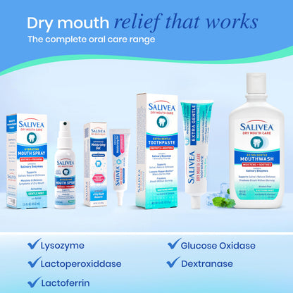 SALIVEA Dry Mouth Mouthwash - Soothing Mint Mouthwash with Natural Salivary Enzymes - Breath Freshener & Dry Mouth Care