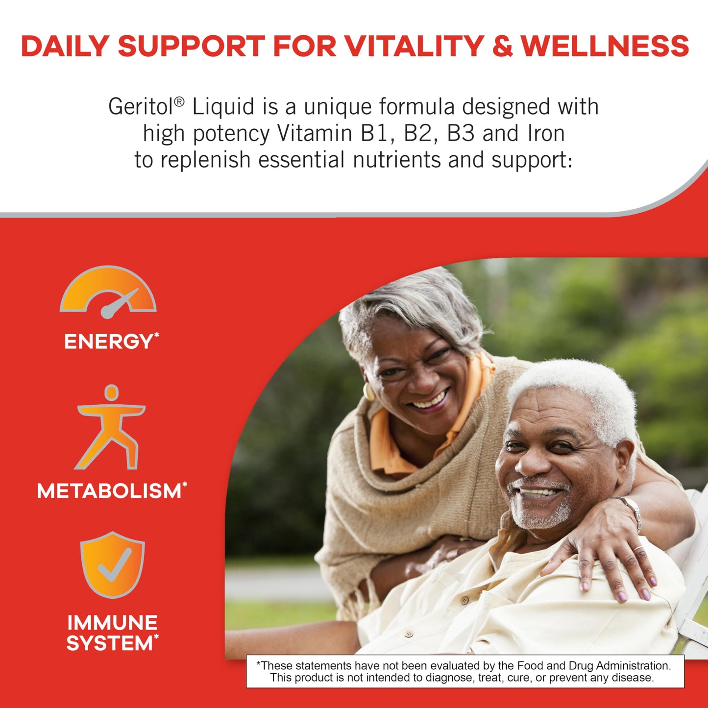 Geritol Liquid Vitamin and Iron Supplement, Energy Support, Contains High Potency B-Vitamins and Iron, Pleasant Tasting, Easy to Swallow