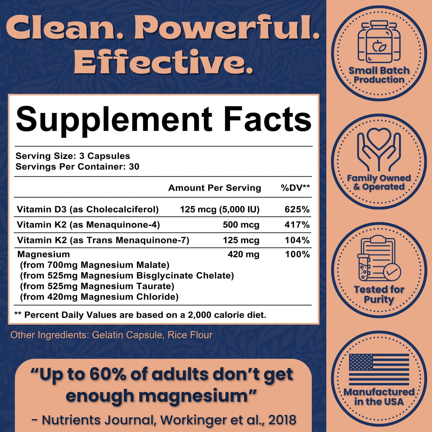 Local Nutrition Magnesium Complex 420mg with Vitamin D3 K2 - Four Bioavailable Forms Including Bisglycinate (Glycinate), Malate, Taurate, and Chloride for Superior Absorption - 90 Capsules Made in USA Local NutritionBuy Supplements Australia