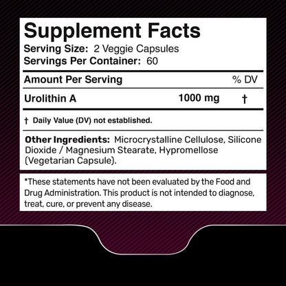 Urolithin A Supplement Capsules 1,000mg (98.9% Pure) – Advanced Urolithin A+ Formula for Cellular Renewal & Mitochondrial Support