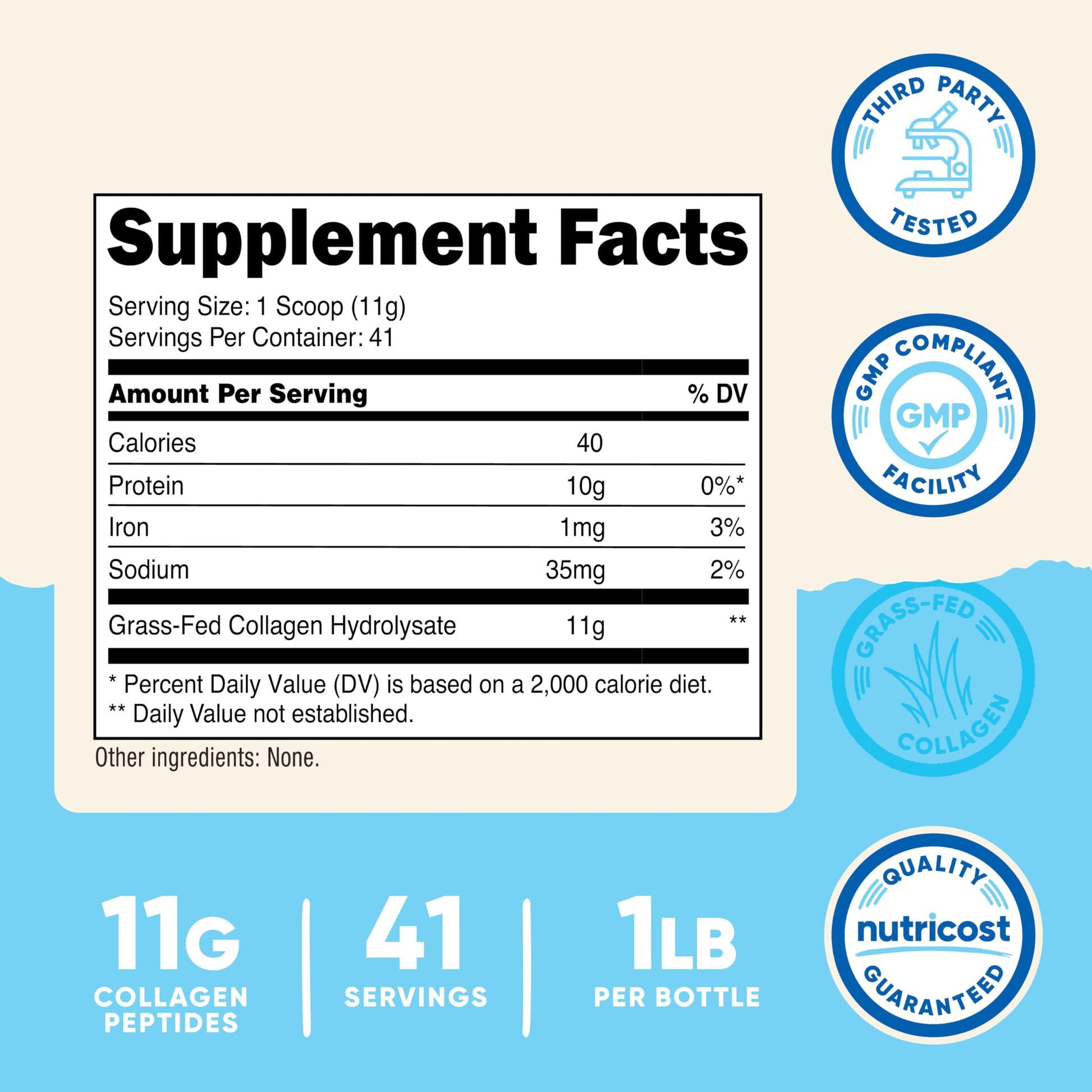 Nutricost Collagen Peptides Powder 1LB (454 G) - Grass Fed Bovine Collagen Hydrolysate (Unflavored) Nutricost buy supplements Au