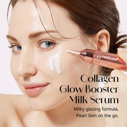 medicube Milky Collagen Double Glow Lock Duo: Collagen Glazed Milky Wrapping Mask and Booster Serum | 130DaCollagen, Niacinamide, Glutathione for Plumped, Radiant Glass Skin medicubeBuy Supplements Australia