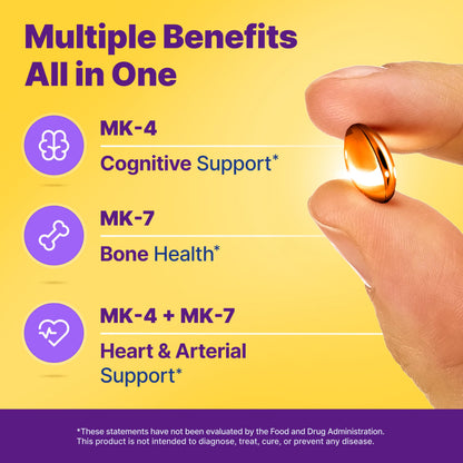 InnovixLabs Full Spectrum Vitamin K2-90 Softgels with 600 mcg of Trans Form MK7 and MK4 - Supports General Health and Bone Strength