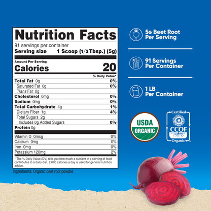 Nutricost Organic Beet Root Powder 1 LB - Vegan, Superfood, Certified USDA Organic
