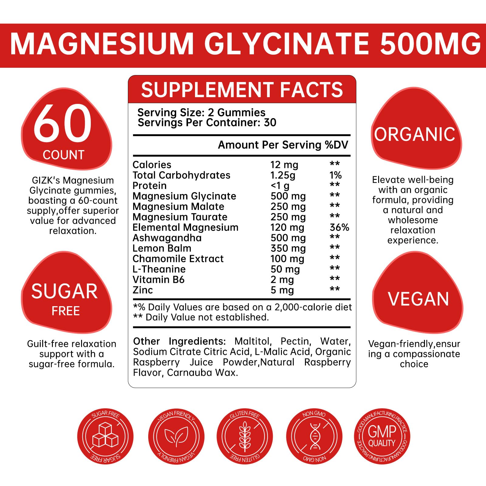 Magnesium Glycinate Gummies 500mg – Sugar Free Magnesium Gummies for Sleep, Stress, Muscle & Nerve Support – for Adults & Kids 4+, Vegan, No Melatonin (Raspberry Flavor, 60 Count) SAYIDONBuy Supplements Australia