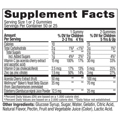 OLLY Kids Immunity Gummy, Immune Support, Wellmune, Elderberry, Vitamin C, Zinc, Chewable Supplement, Cherry - 50 Count OLLYBuy Supplements Australia