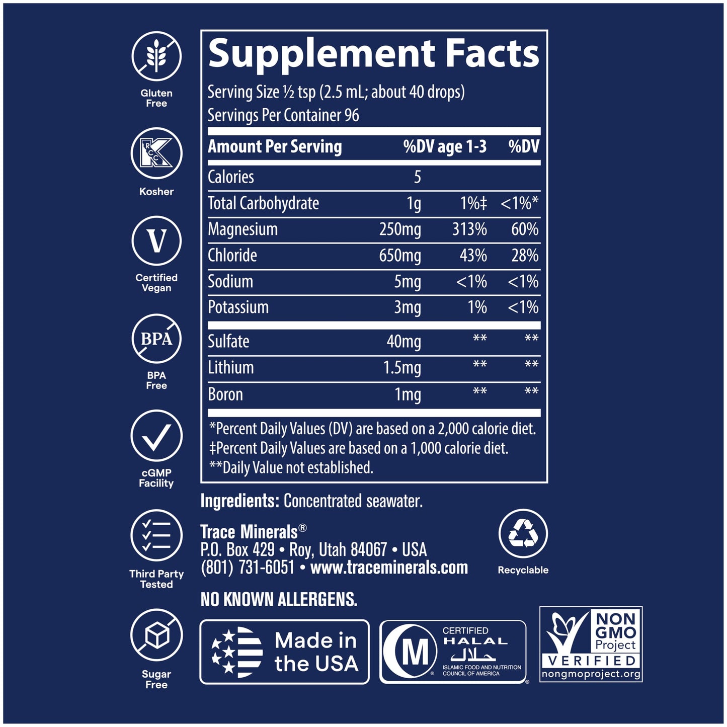 Trace Minerals ConcenTrace Trace Mineral Drops | Supports Energy, Digestion, Bone Health & Hydration, 70+ Ionic Trace Minerals w/Magnesium
