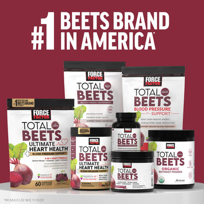 Force Factor Total Beets Organic Beetroot Powder Superfood to Boost Daily Nutrition, USDA Organic, Vegan, Gluten-Free