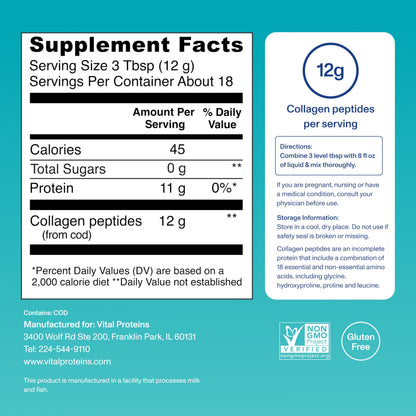 Vital Proteins Marine Collagen Peptides Powder Supplement for Skin Hair Nail Joint - Hydrolyzed Collagen - 12g per Serving - 7.8 oz Canister Vital Proteins buy supplements Au