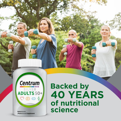 Centrum Silver Multivitamin for Adults 50 Plus, Multivitamin/Multimineral Supplement, Vitamin D3, B Vitamins, Gluten Free, Non-GMO Ingredients
