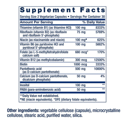 Life Extension BioActive Complete B-Complex, Heart,  Nerve Support, Healthy Energy, Metabolism, Complete B Complex, 60 Vegetarian Capsules