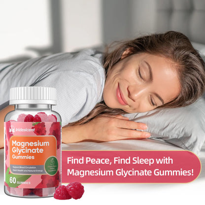 IRIDESICENT Magnesium Glycinate Gummies, Sugar Free Magnesium Supplement w/Ashwagandha, Zinc, Vegan Magnesium Glycinate Supplement for Adults