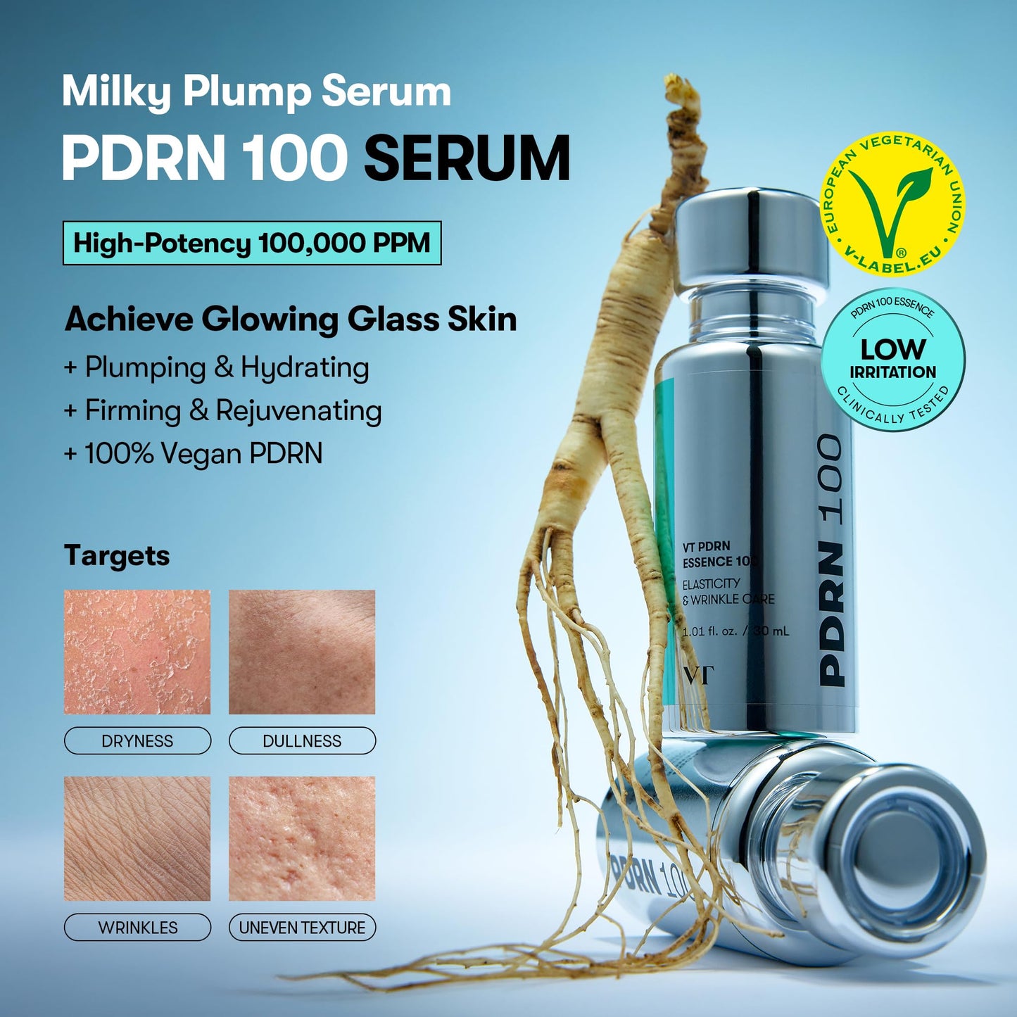 VT COSMETICS PDRN 100 Essence, Intensive Glow Serum, 100,000ppm Vegan PDRN, Skin Restoration & Plumping, Hydrating & Moisturizing, Firming, Fine Lines, Korean Skincare 1.01 fl. Oz. VT COSMETICS buy supplements Au