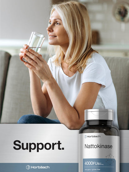 Horbäach Nattokinase Supplement 4000 FU | 150 Capsules | Non-GMO, Gluten Free