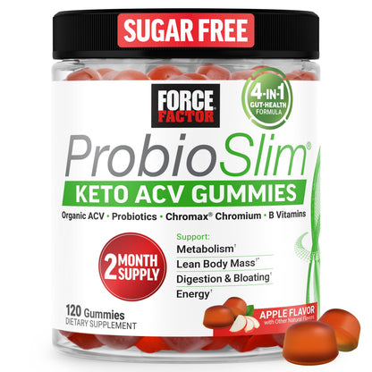 Force Factor ProbioSlim Keto ACV Gummies, Organic Apple Cider Vinegar Gummies with LactoSpore Probiotics & Prebiotics to Support Digestion, Metabolism, & Immune Health