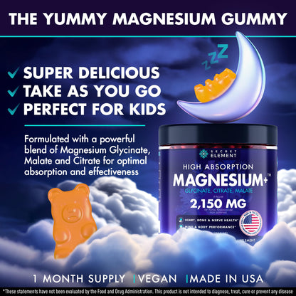 Magnesium Glycinate 2150MG, High Absorption Magnesium Glycinate, Citrate, Malate, Sugar-Free,Vegan, Inspired by Wellness Traditions Like Arjuna