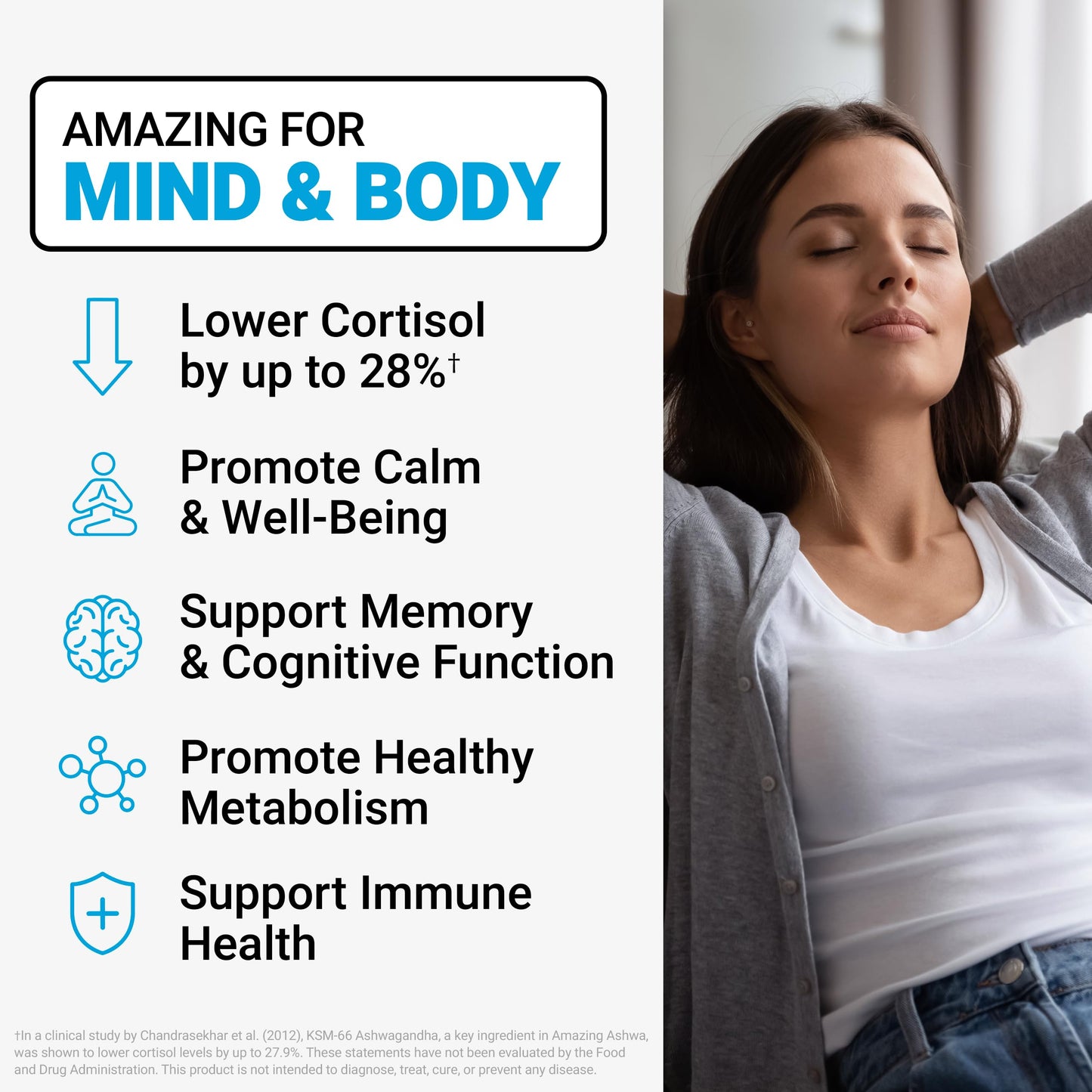 Force Factor Amazing Ashwa for Stress Relief, Memory, Focus, and Immune Support Health, Ashwaganda Supplement with KSM-66 Ashwagandha