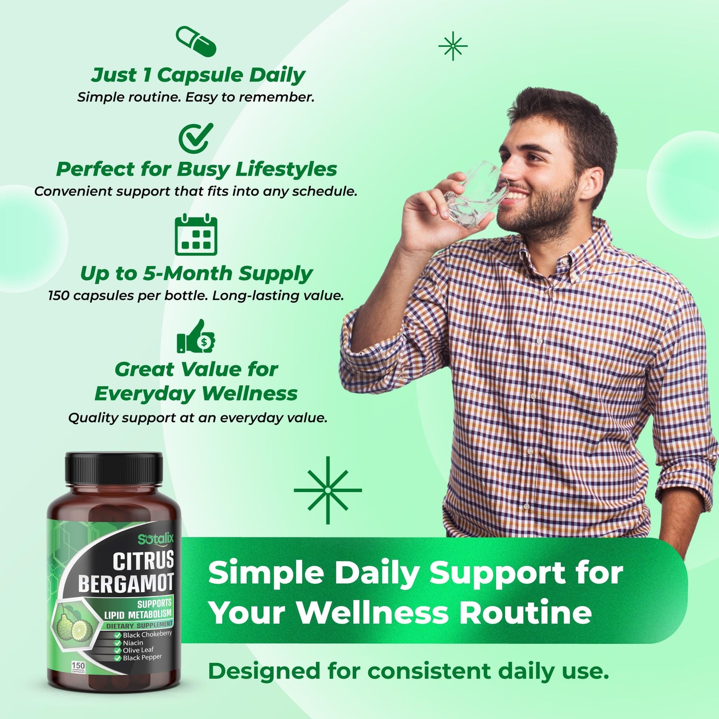 Premium Citrus Bergamot Organic Bergamot Supplement with Niacin Black Chokeberry Olive Leaf Black Pepper