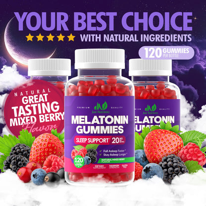 Melatonin 20mg Gummies (120 Count) - Maximum Strength Sleep Support for Adults with 10mg of Melatonin Per Gummy - Gluten-Free, Non-GMO, Vegetarian