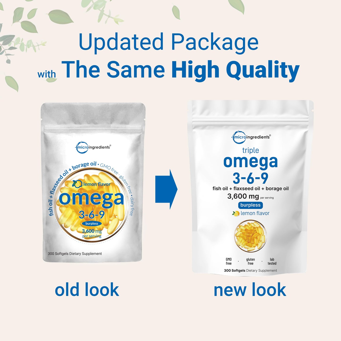 Ultra Omega 3-6-9 3600mg Per Serving, 300 Burpless Softgels | Lemon Flavor – Blend of Fish, Flaxseed, Borage Oils | Bioavailable Source