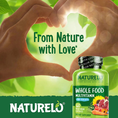 NATURELO Teen Multivitamin - Whole Food Multivitamin for Teenage Boys - Minerals Supplement for Active Kids