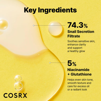 COSRX Snail Mucin 74% + Niacinamide 5% Dual Essence, Anti Aging Face Serum for Dull Skin, Sensitive Skin, Korean Skin Care, 2.70 fl.oz / 80ml