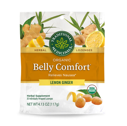 Traditional Medicinals Organic, Belly Comfort Lozenges, Lemon Ginger - Supports Nausea Relief and Occasional Indigestion - Non-GMO, Stimulant-Free