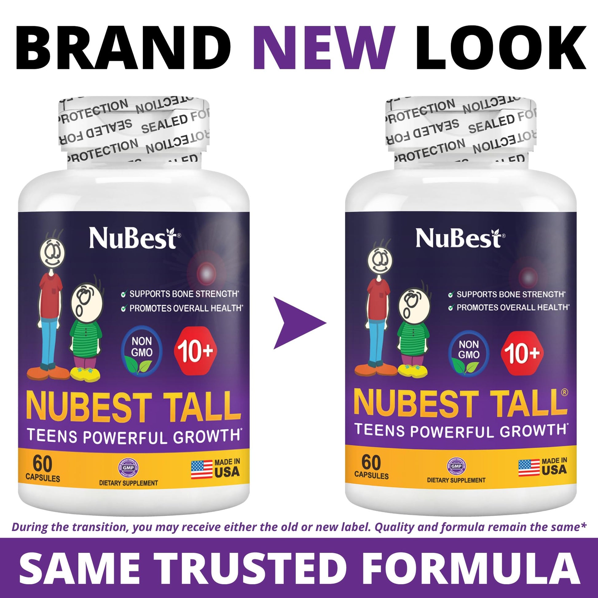 NuBest Tall 10+ Premium Bone Strength Formula, Enhanced Immunity and Overall Health for Age 10+ with Calcium, Vitamin D3, Vitamin K2, and Multivitamins | 60 Capsules | 1 Month Supply NuBestBuy Supplements Australia