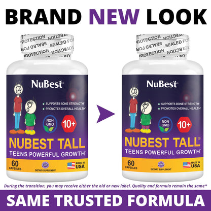 NuBest Tall 10+ Premium Bone Strength Formula, Enhanced Immunity and Overall Health for Age 10+ with Calcium, Vitamin D3, Vitamin K2, and Multivitamins | 60 Capsules | 1 Month Supply NuBestBuy Supplements Australia