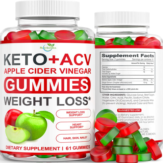 Keto ACV Gummies Advanced - ACV Keto Gummies Supplement for Women and Men - Metabolism, Detox, Cleanse - Apple Cider Vinegar - Ginger + Apple Flavor