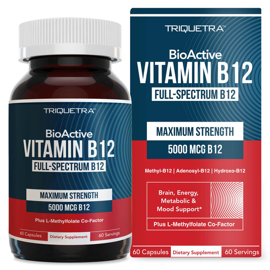BioActive Vitamin B12 - 5000 mcg, Contains 3 BioActive Forms B12 Plus Methylfolate Cofactor - Methyl B12, Adenosyl B12 & Hydroxy B12 | Supports Energy