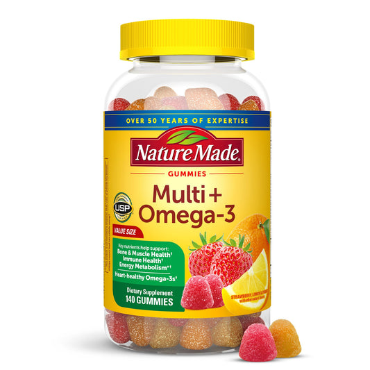 Nature Made Multivitamin + Omega-3, Multivitamin Gummies for Women and Men, Daily Nutritional Support, 140 Adult Gummy Vitamins