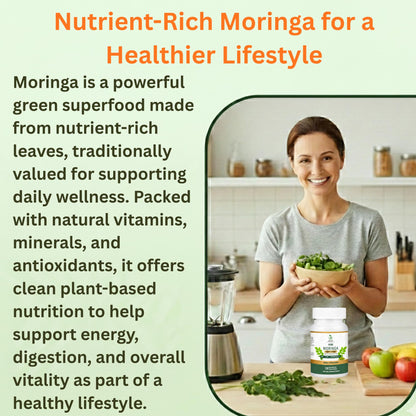 Moringa Capsules, Moringa Pure Capsules For Energy, Immune Support, Gut Health & Powerful Green Superfood, Rich In Antioxidants, Essential Vitamins & Amino Acids