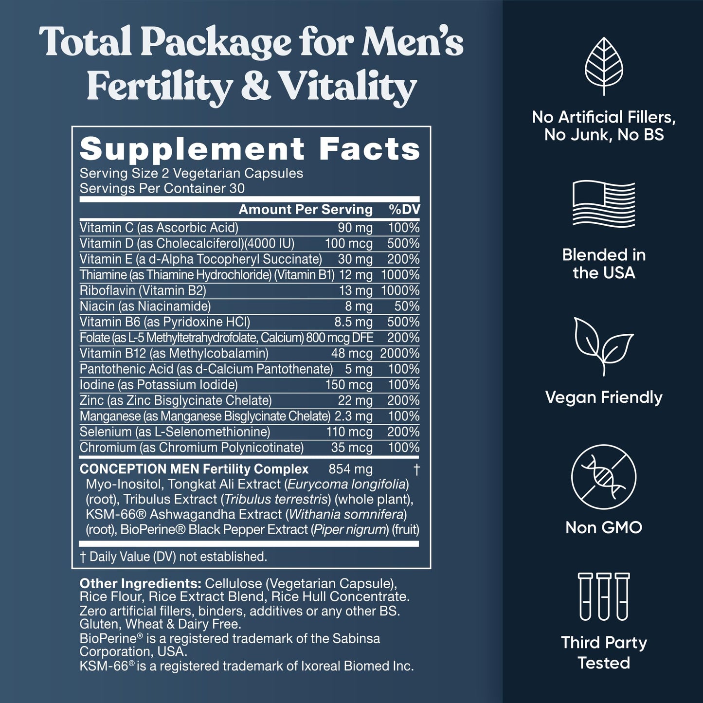 Eu Natural Conception for Him - Male Fertility Supplements with Ashwagandha, Folate & Zinc - Sperm Count, Motility & Strength Support - Fertility Support for Men, 60 Vegetarian Capsules Eu NaturalBuy Supplements Australia