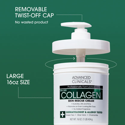 Advanced Clinicals Collagen Cream Body Lotion & Face Moisturizer W/Vitamin E | Skincare Moisturizing Collagen Lotion For Women, Men, Hand, & Neck Improves Look Of Crepey Skin & Uneven Dry Skin, 2pc