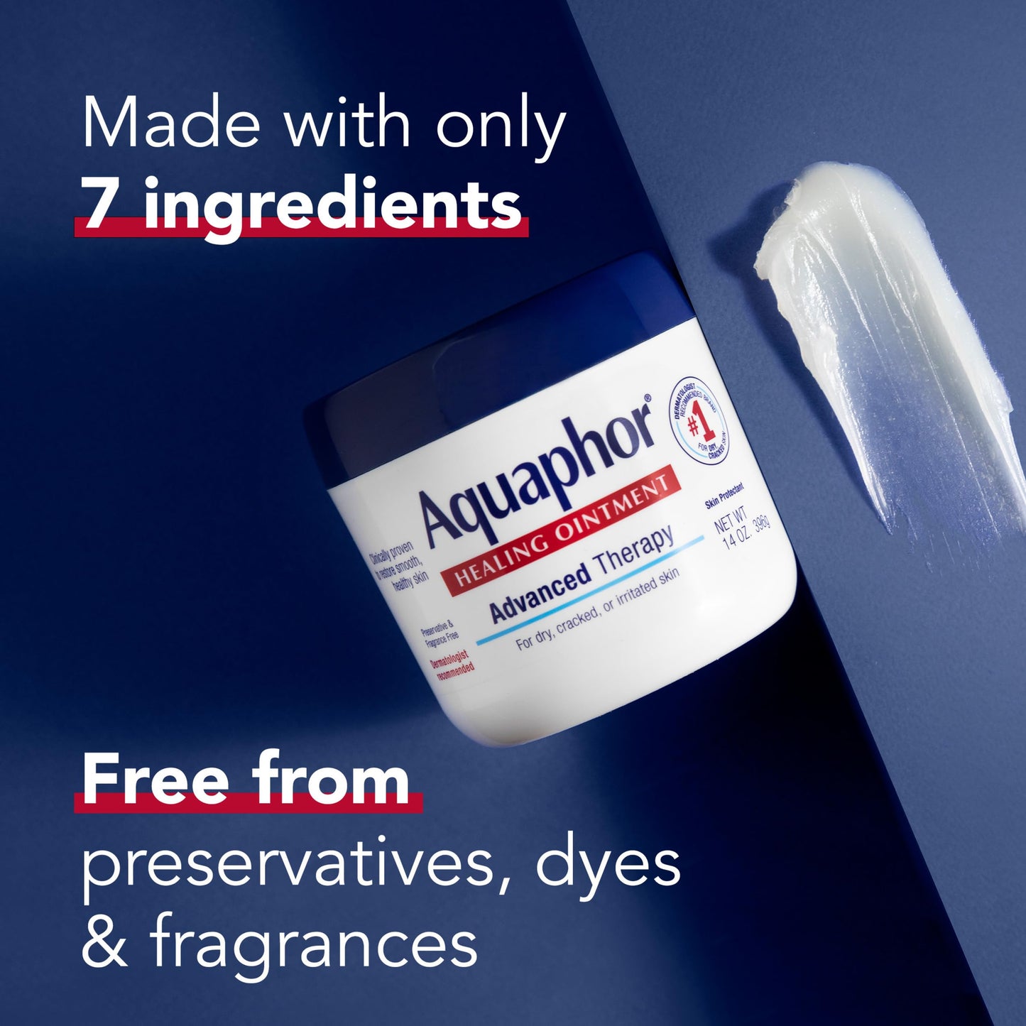 Aquaphor Healing Ointment, Advanced Therapy Skin Protectant, Multi-Purpose Healing Ointment and Body Moisturizer, For Dry, Cracked Skin, Minor Cuts and Burns, 14 Oz Jar