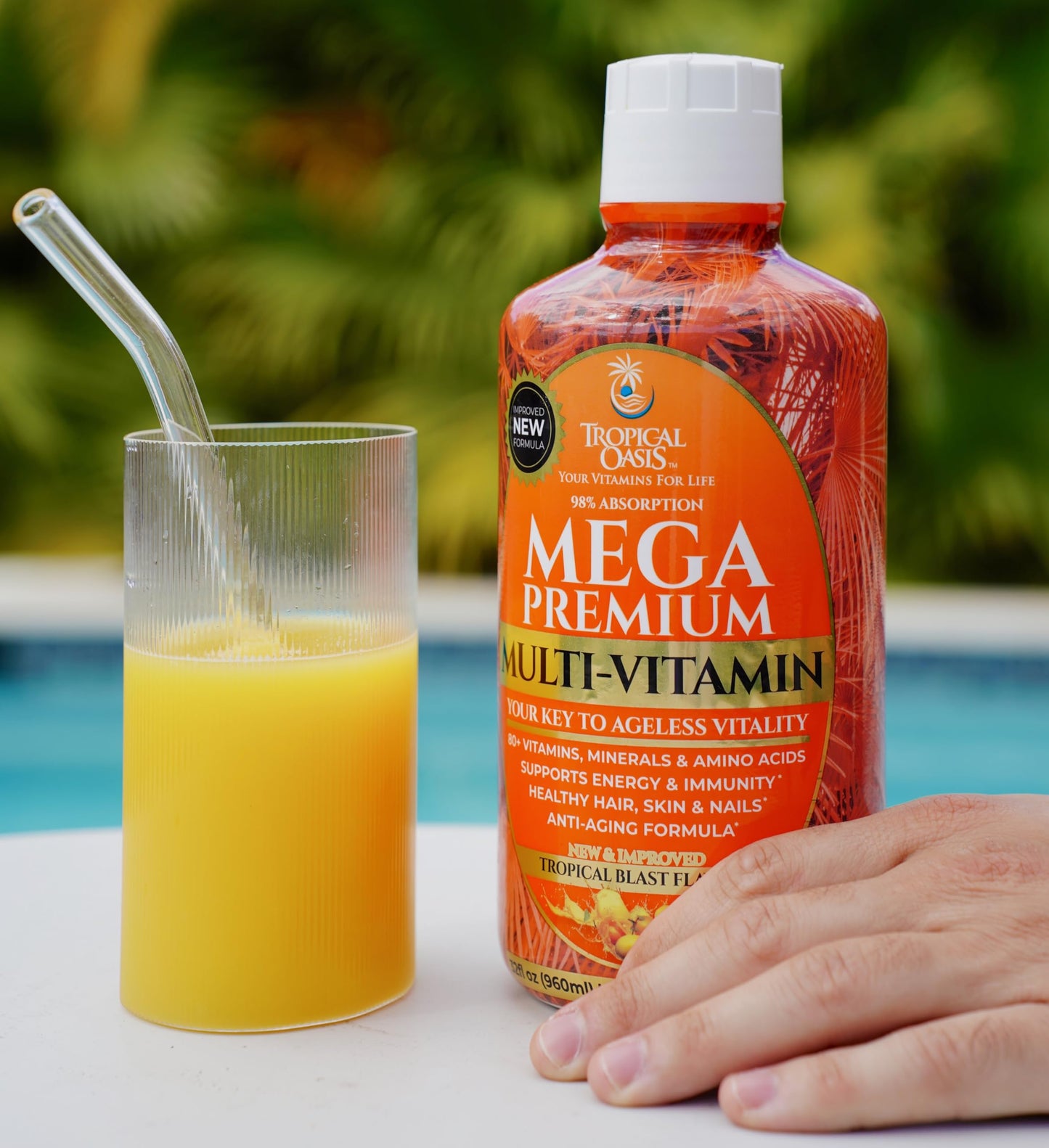 Mega Premium Liquid Multivitamin | Natural Immune Support Vitamin w/ 1333% Vitamin C, 200% D3, Zinc + 20 Vitamins, 70 Minerals, & 21 Amino Acids | Sugar Free | Orange Flavor | 98% Absorption | 32 Serv Tropical Oasis buy supplements Au