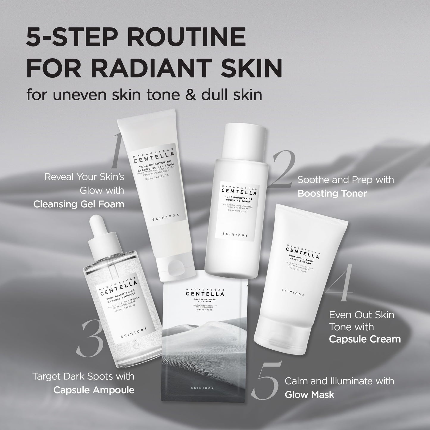 SKIN1004 Tone Balancing Capsule Ampoule, Niacinamide & Centella Serum for Face, Korean Hydrating Facial Serum for Unevne Skin Tone