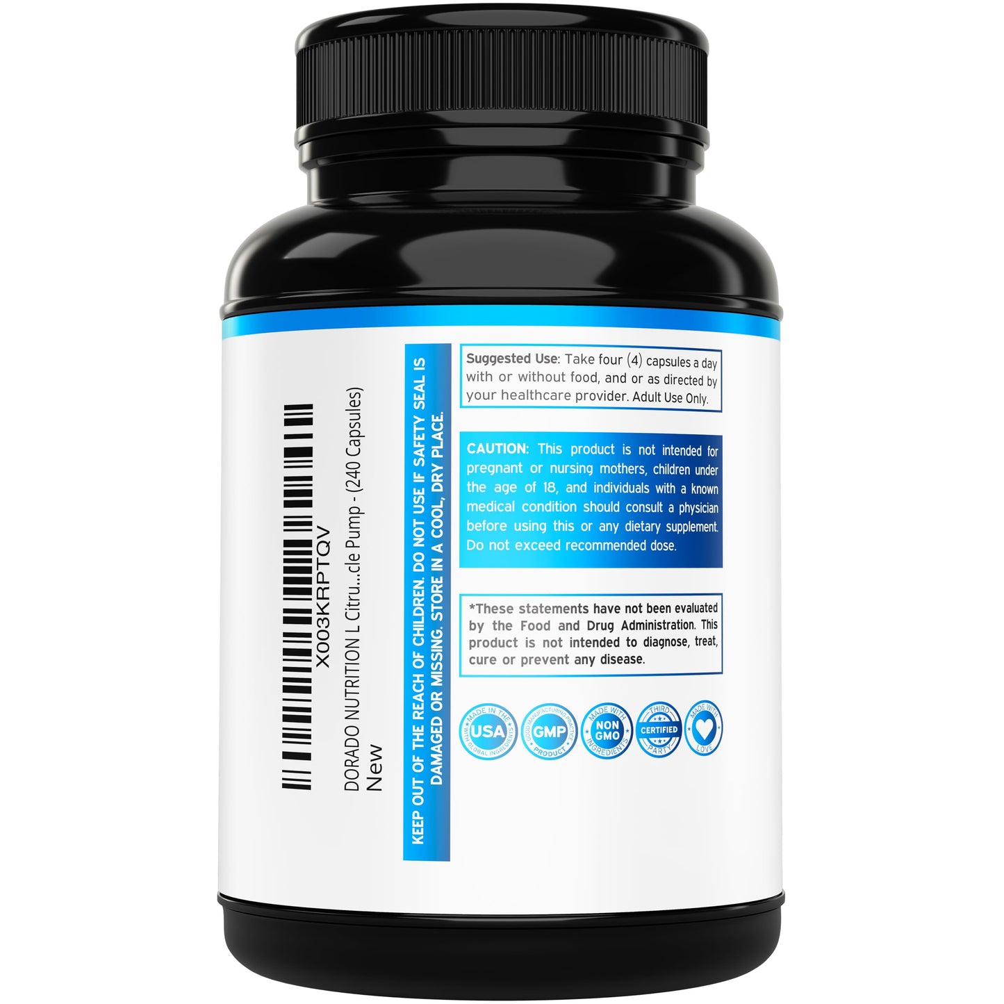 L Citrulline 3000mg Supplement (240 Capsules) Support L Arginine & Nitric Oxide Pills - L-Citrulline For Men & Women - Muscle Recovery & Pump Supplement