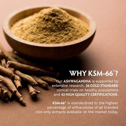TRIBE ORGANICS Ashwagandha KSM 66 Pure Organic Root Powder Extract Ayurvedic Supplement - Focus, Mood Support, Increase Energy, Strength, 600mg of Natural KSM66